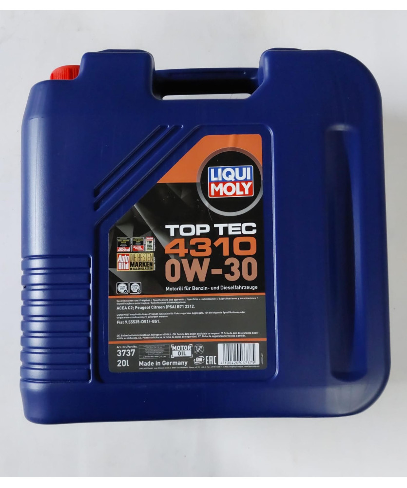 OLIO MOTORE TOP TECH 4310 0W-30 - 20 LT ACEA C2  Peugeot Citroen (PSA) B71 2312