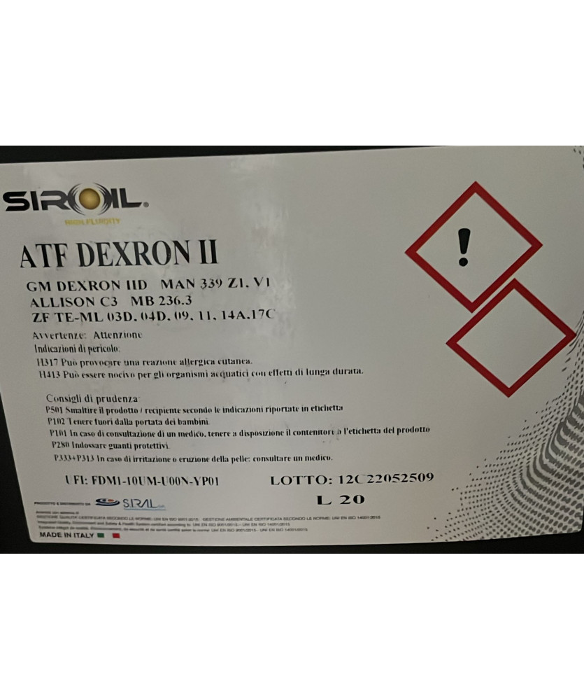 OLIO ATF GEAR II 20LT