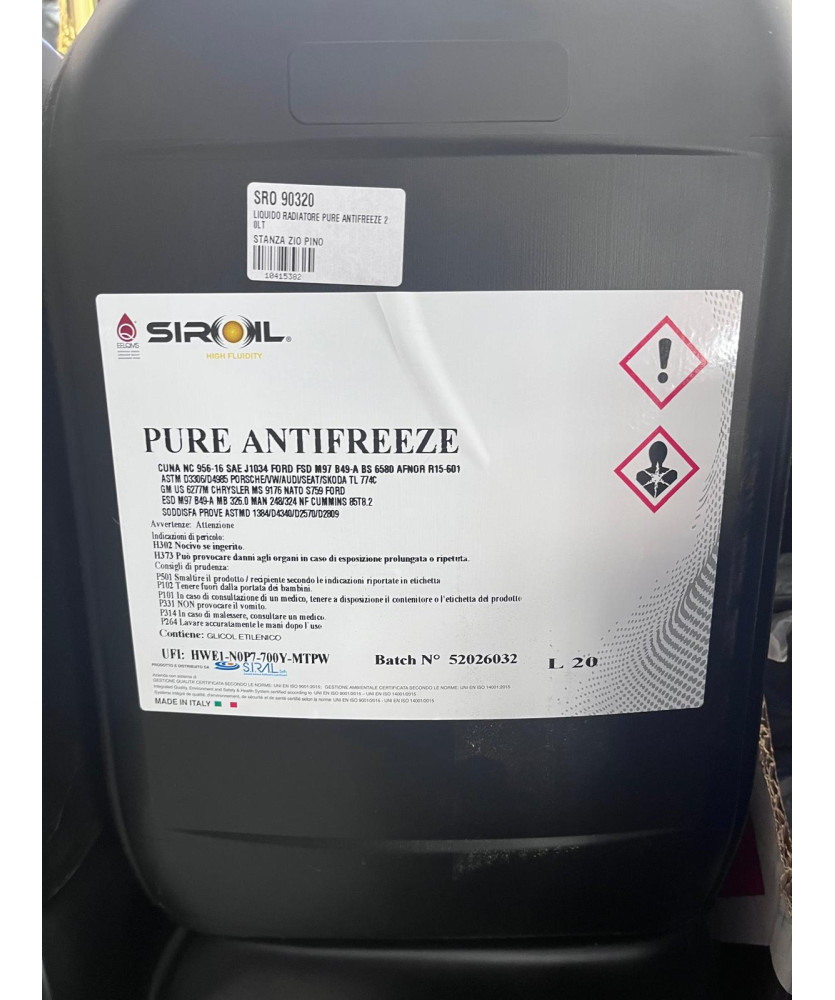 LIQUIDO RADIATORE PURE ANTIFREEZE 20LT