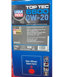 OLIO MOTORE TOP TECH 6600 0W20 20LT