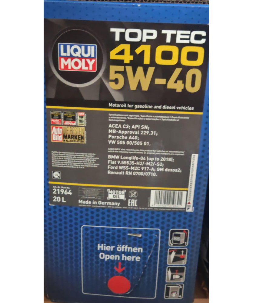 OLIO MOTORE TOP TECH 4100 5W-40 20LT