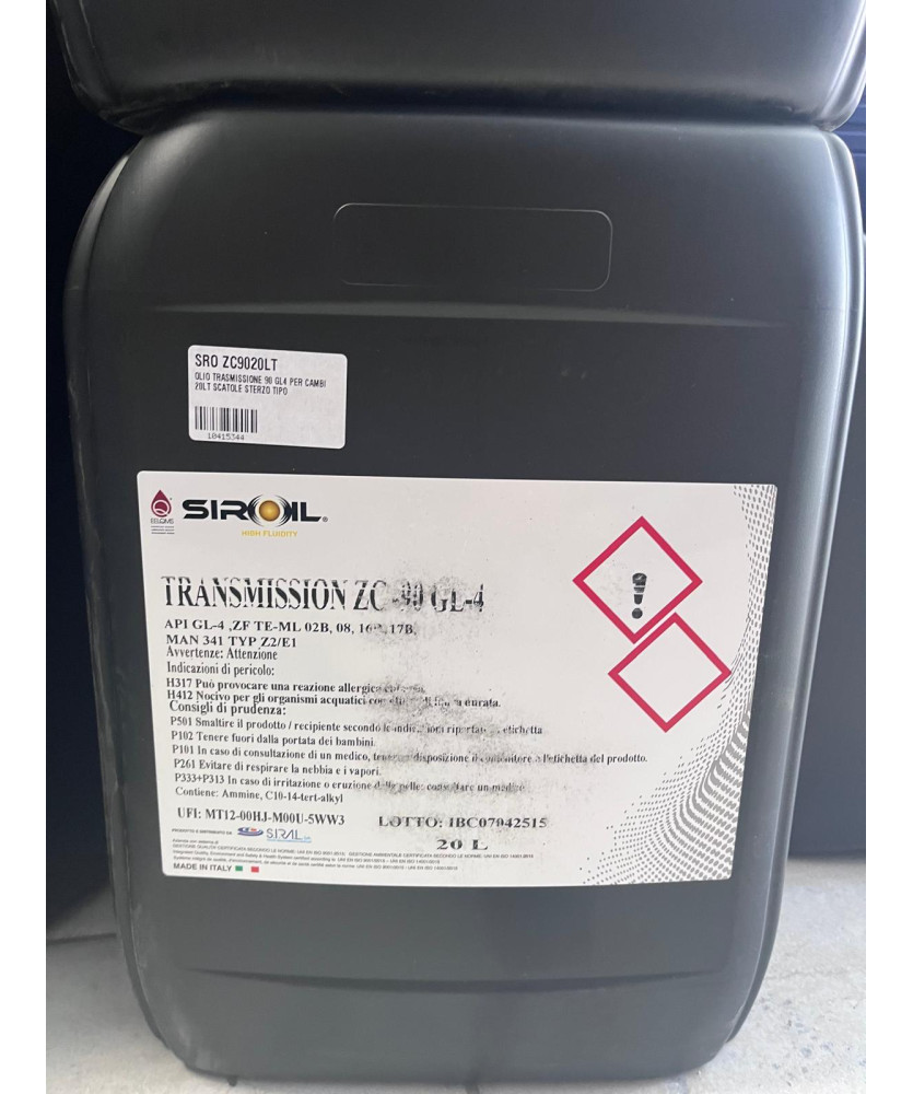 OLIO TRASMISSIONE 90 GL4 PER CAMBI 20LT SCATOLE STERZO TIPO