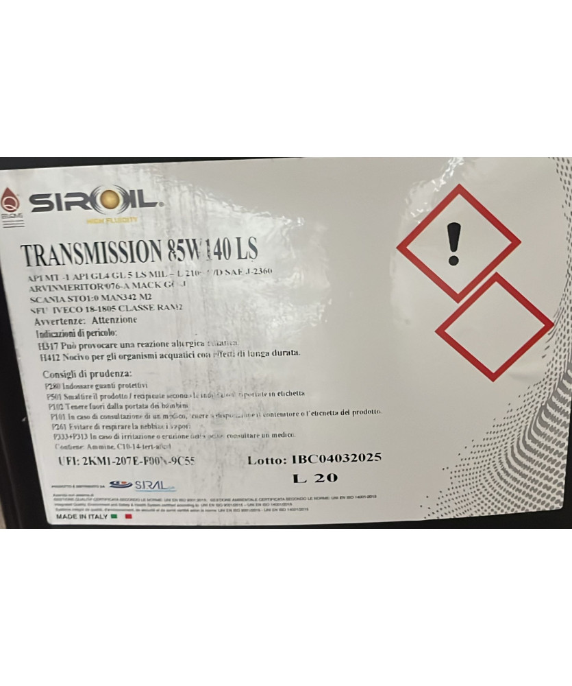 OLIO CAMBIO LS MINERAL 85W140 20LT
