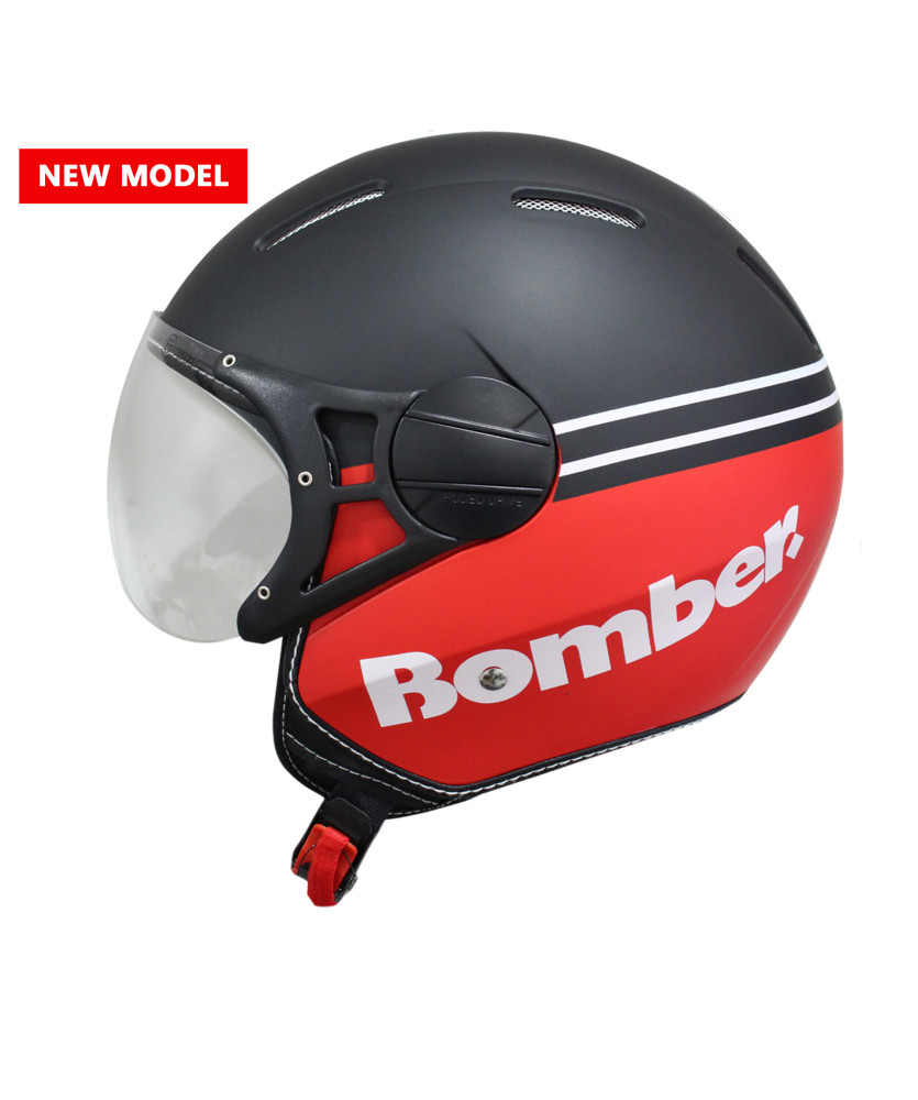 CASCO JET NERO ROSSO TAGLIA M           BOMBER