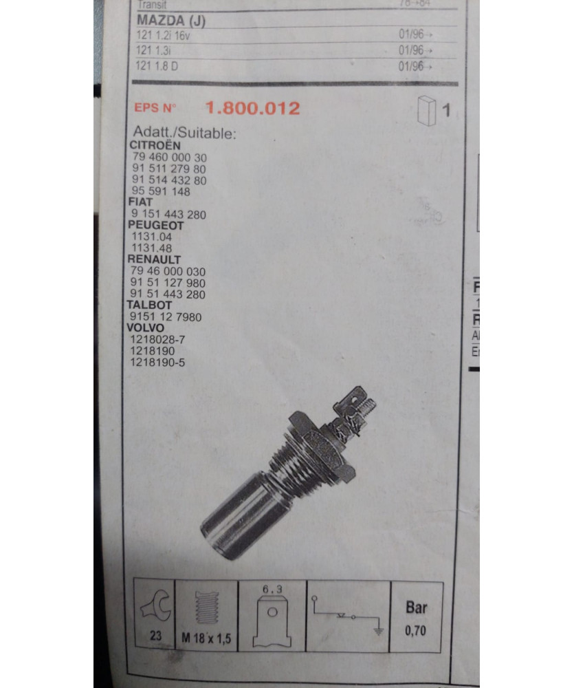 TERMOSTATO OLIO TIPO BOSCH               VISA TALENTO DUCATO-104-205-305-504-C15