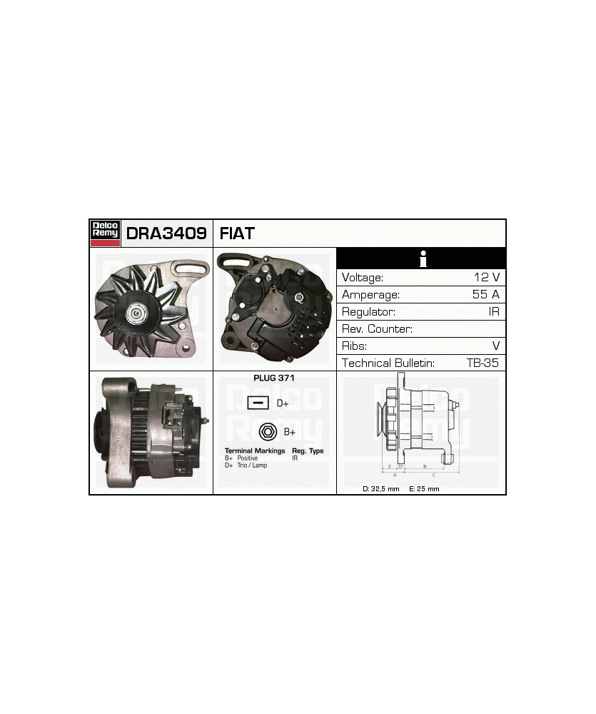 ALTERNATORE 12V 55AH REGATA/RITMO/PRISM