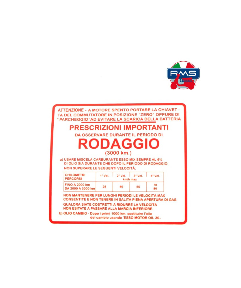 TARG ROSSA  RODAGGIO  V.GS 150