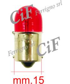 LAMPADINA BA 15s (12V-10W) - LUCE STOP   (COLORE ROSSO)