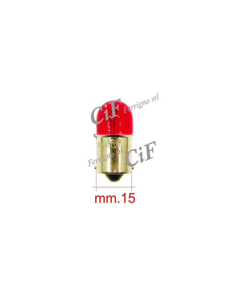 LAMPADINA BA 15s (12V-10W) - LUCE STOP   (COLORE ROSSO)