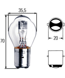 Lampada asimmetrica  Ba20d      12 Volt    35/35 Watt