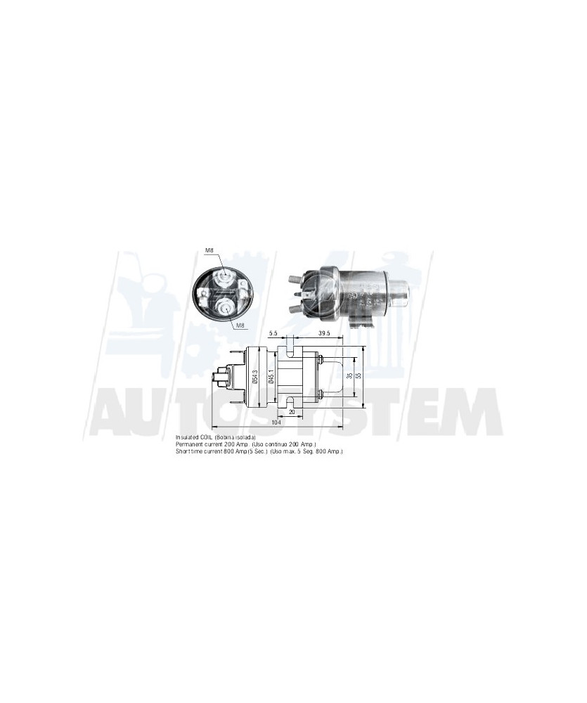 ELETTROMAGNETE  MOTORE DI AVVIAMENTO     12V 200A