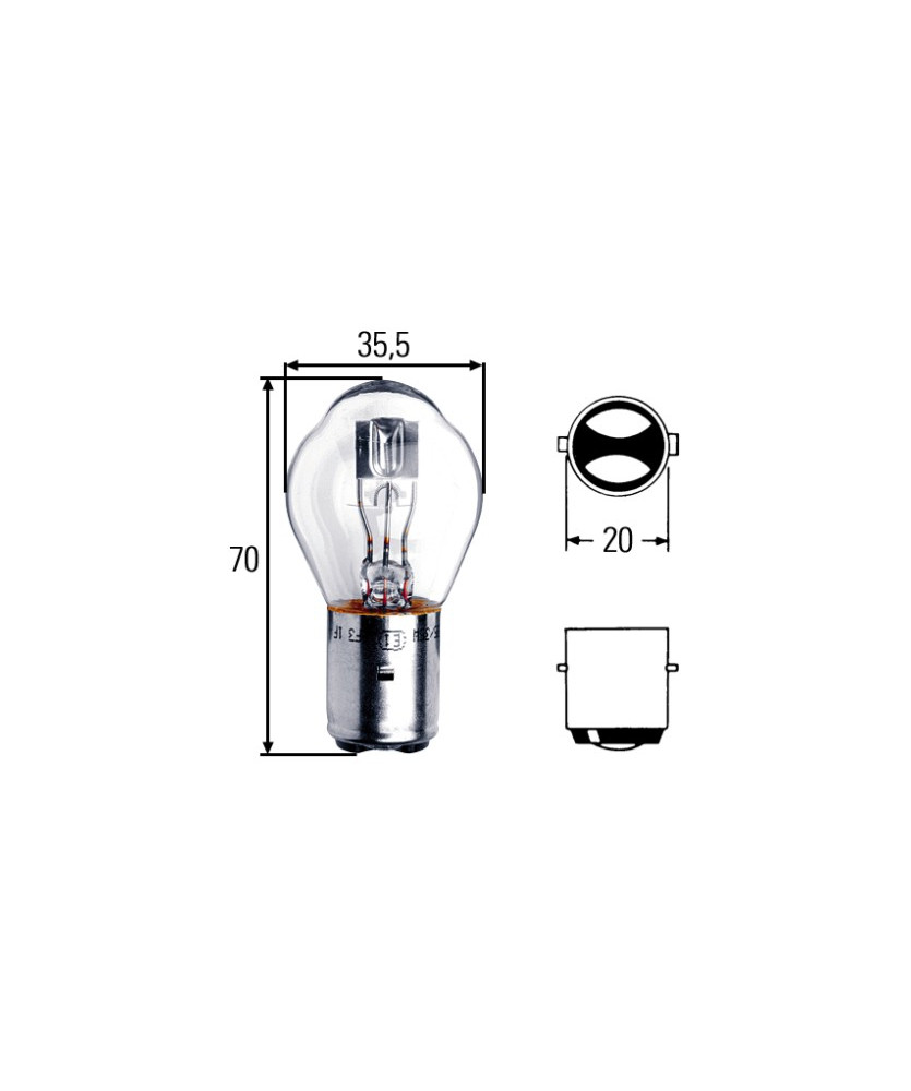 Lampada asimmetrica  Ba20d      12 Volt    35/35 Watt