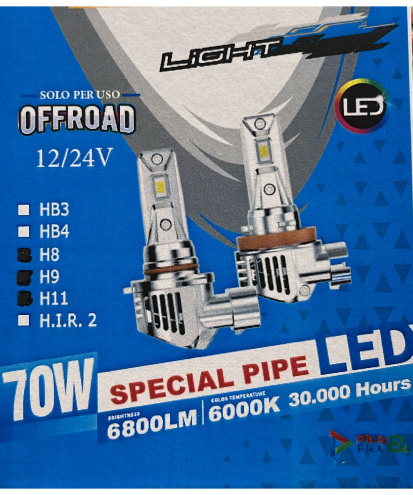 KIT LAMPADA H8/H9/H11 70W LED SPECIAL   PIPE