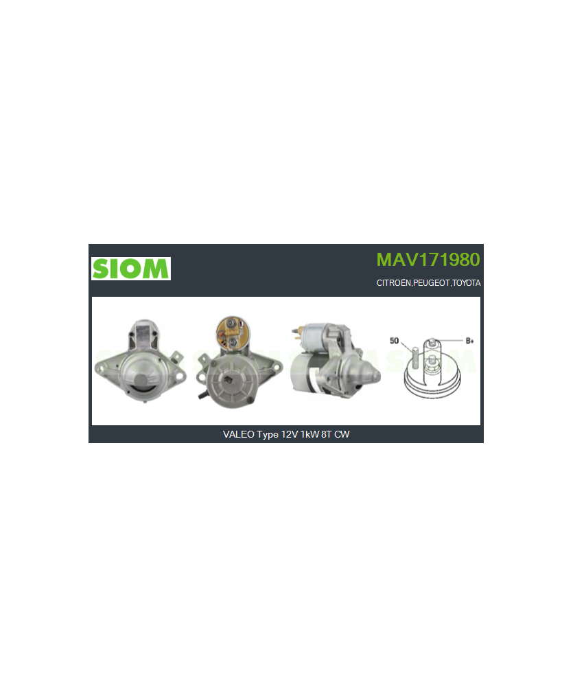 MOT.AVV. VALEO TS10E1 12V 1 00kW 8T CW