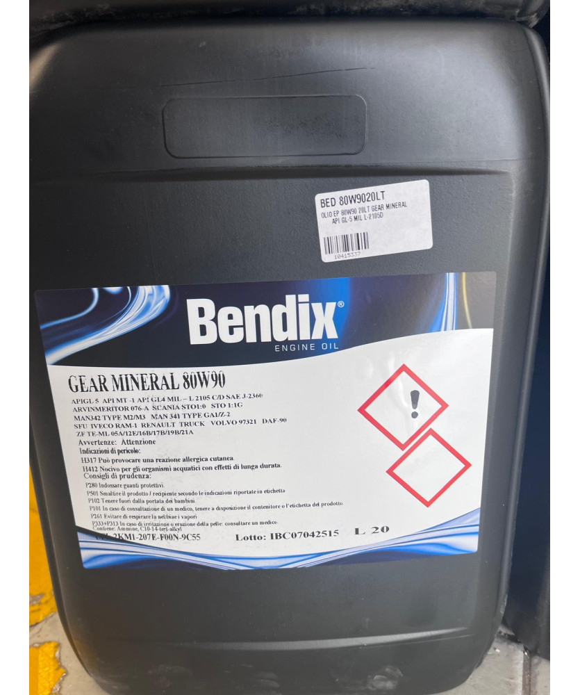 OLIO EP 80W90 20LT GEAR MINERAL          API GL-5 MIL L-2105D