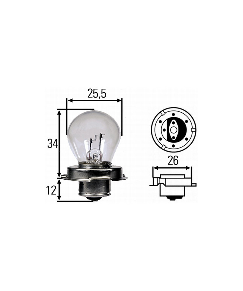 Lampada asimmetrica   S3     P26s   12 Volt    15 Watt