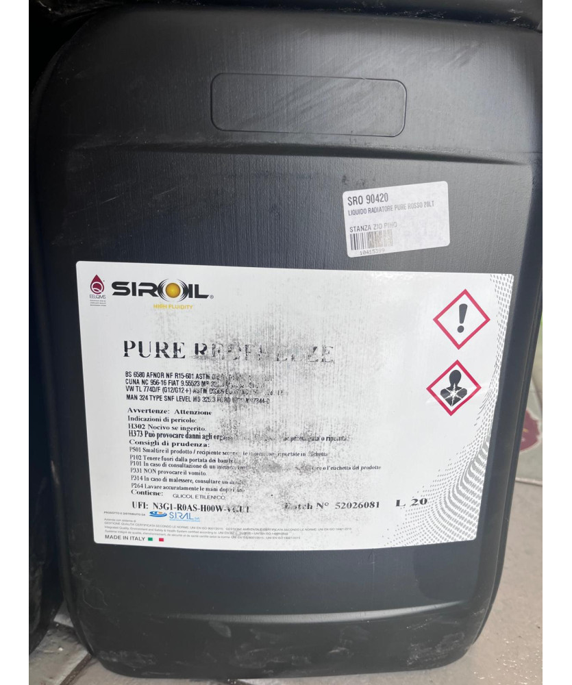 LIQUIDO RADIATORE PURE ROSSO 20LT