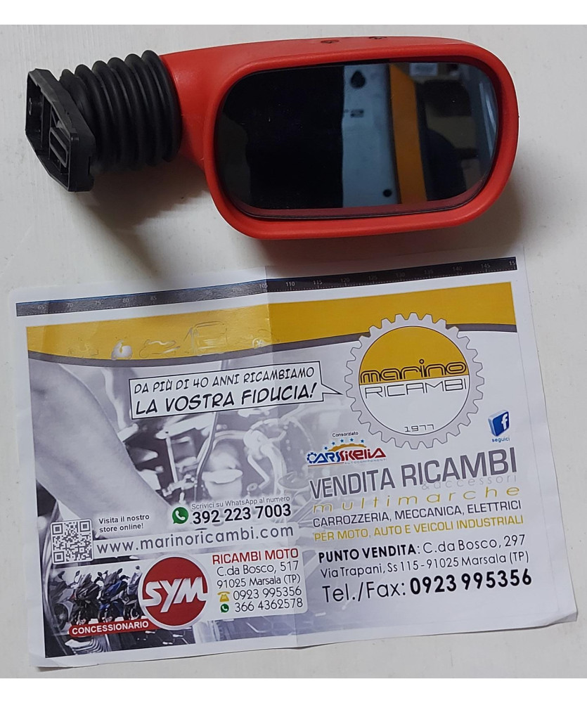 SPECCHIO UNIVERSALE ROSSO SX PER AUTO